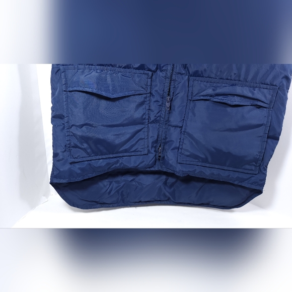 VINTAGE Skitique Unisex Vest Full Zip Vest Gray Duck Down Insulated Large Blue - Picture 5 of 12